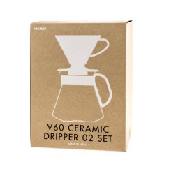 Hario V60-02 Pour Over Kit - bílá keramická sada + kávový dárek